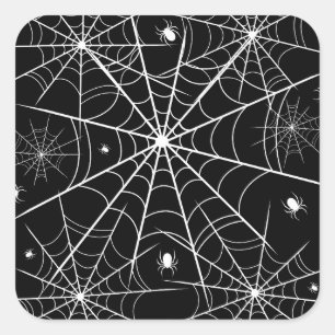 Pegatina Cuadrada Halloween Spider Web