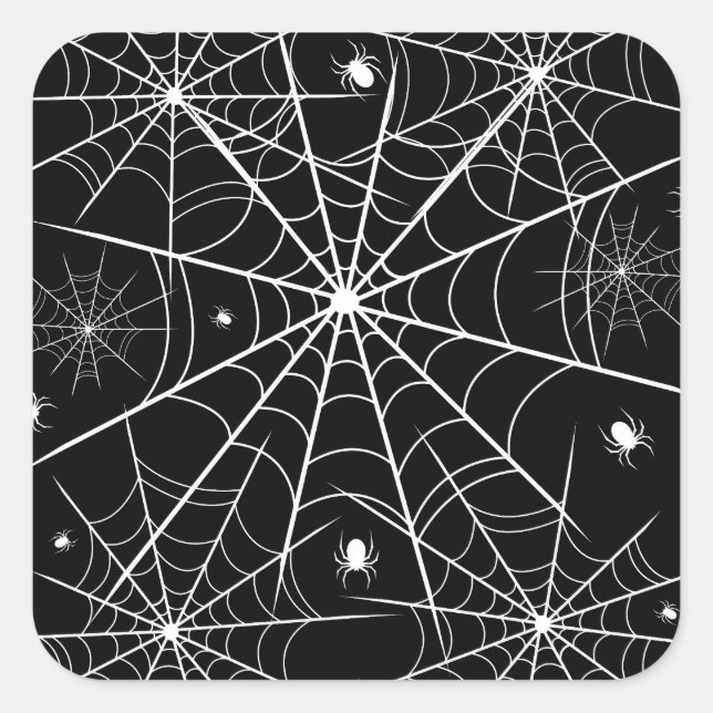 Pegatina Cuadrada Halloween Spider Web (Anverso)