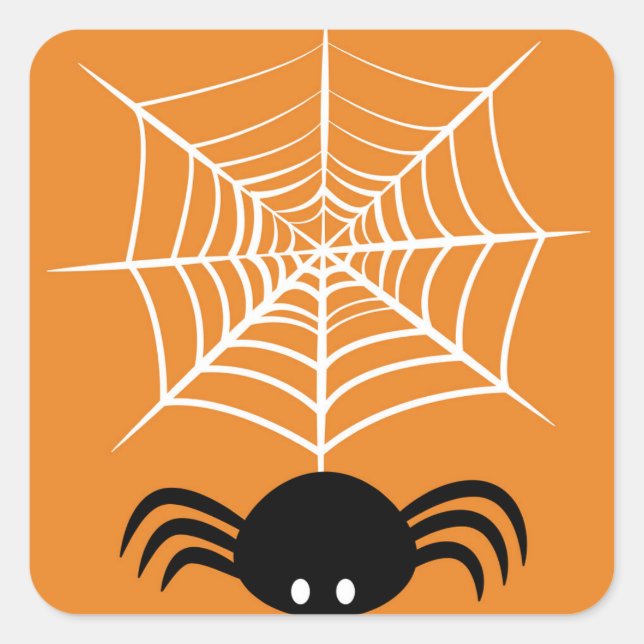 Pegatina Cuadrada Halloween Spider Web (Anverso)