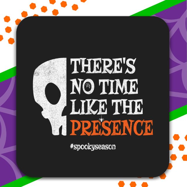 Pegatina Cuadrada Halloween Spirit Spooky Skull Funny Halloween (Subido por el creador)