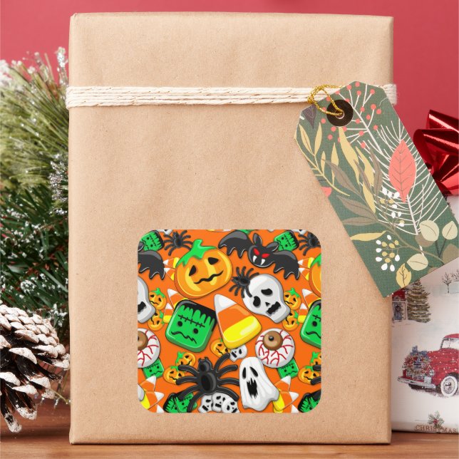 Pegatina Cuadrada Halloween Spooky Candies Fiesta (Vacaciones)