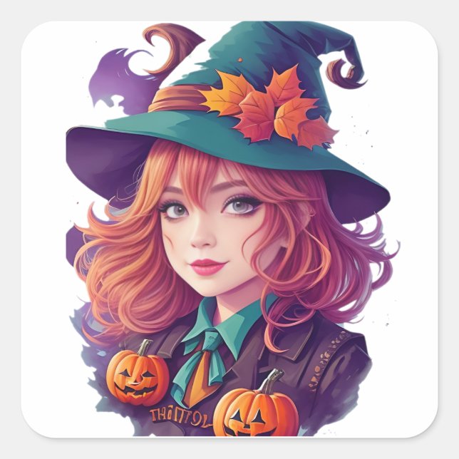 Pegatina Cuadrada Halloween Spooky Fun (Anverso)
