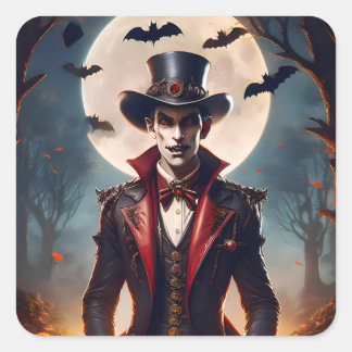 Pegatina Cuadrada Halloween Steampunk Gótico Zombie Vampiro
