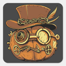 Pegatina Cuadrada Halloween steampunk pumpkin
