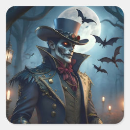 Pegatina Cuadrada Halloween Steampunk Sureño Gótico Zombie