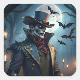 Pegatina Cuadrada Halloween Steampunk Sureño Gótico Zombie