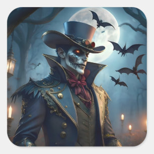 Pegatina Cuadrada Halloween Steampunk Sureño Gótico Zombie
