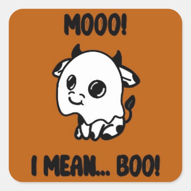 Pegatina Cuadrada Halloween sticker koe spook (Anverso)