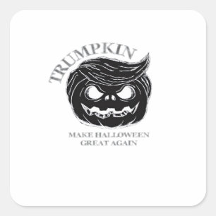 Pegatina Cuadrada Halloween Trumpkin Funny y lindo disfraz de Hallow