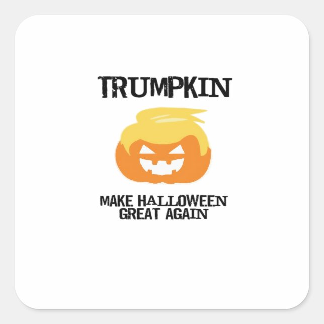 Pegatina Cuadrada Halloween Trumpkin V3 (Anverso)