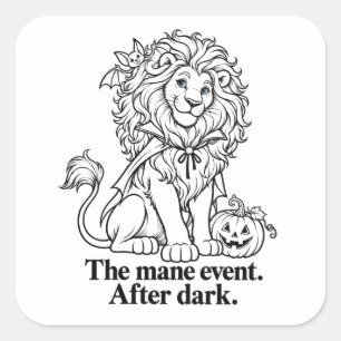 Pegatina Cuadrada Halloween Vampire Lion The Mane Event
