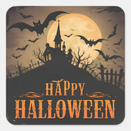 Pegatina Cuadrada Halloween vintage