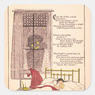 Pegatina Cuadrada Halloween Vintage Nighttime Dreams