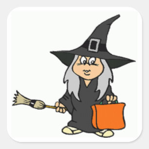 PEGATINA CUADRADA HALLOWEEN WITCH