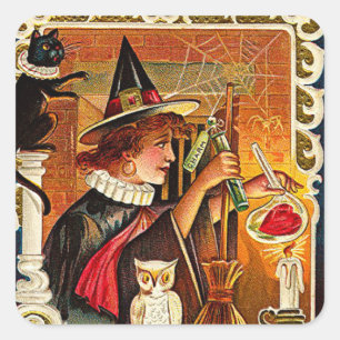 Pegatina Cuadrada Halloween Witch Aovers Potion