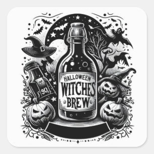 Pegatina Cuadrada Halloween Witch Brew
