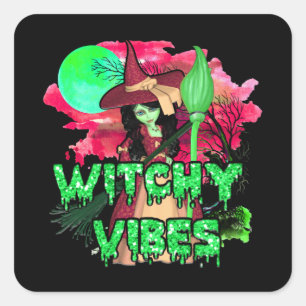 Pegatina Cuadrada Halloween Witchen Vibes