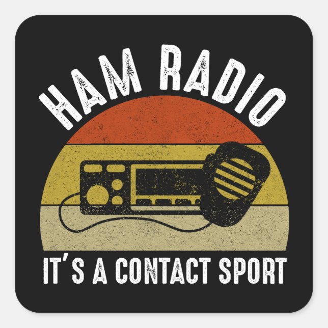 Pegatina Cuadrada Ham Radio - Es un deporte de contacto (Anverso)
