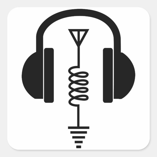 Pegatina Cuadrada Ham Radio Operator (Anverso)