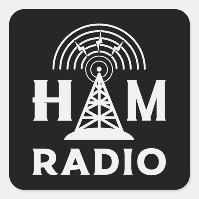 Pegatina Cuadrada HAM Radio Operator Antenna Code Amateur Gift Idea (Anverso)