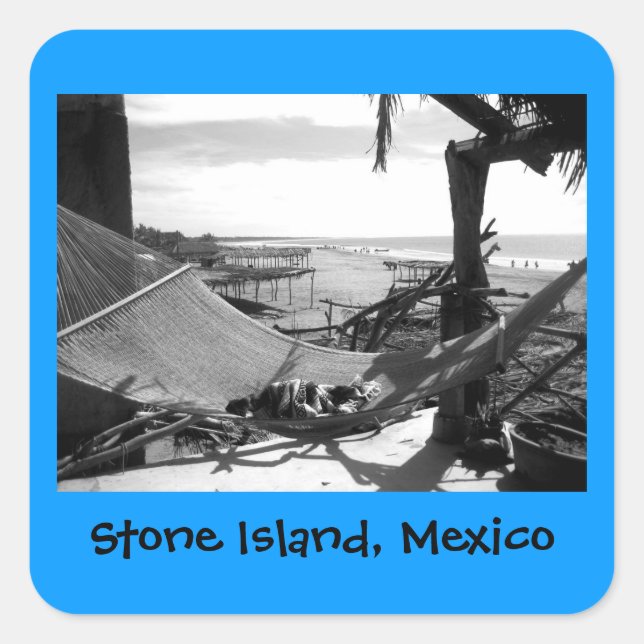 Pegatina Cuadrada Hamaca de la Isla de Piedra (Anverso)