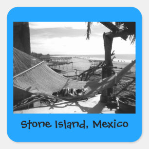 Pegatina Cuadrada Hamaca de la Isla de Piedra