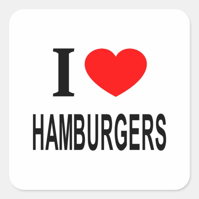 PEGATINA CUADRADA ❤️ HAMBURGERS ME ENCANTAN LOS HAMBURGERS Y CORAZÓN (Anverso)