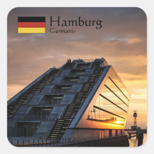 Pegatina Cuadrada Hamburgo Alemania