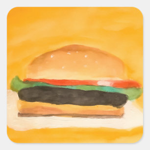 Pegatina Cuadrada Hamburguesa