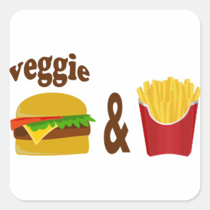 Pegatina Cuadrada Hamburguesa de verduras y frijoles