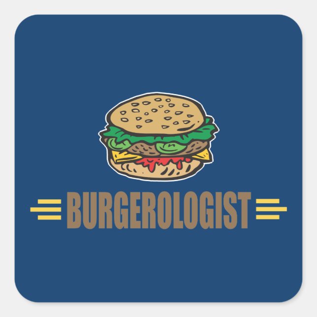 Pegatina Cuadrada Hamburguesa divertida (Anverso)