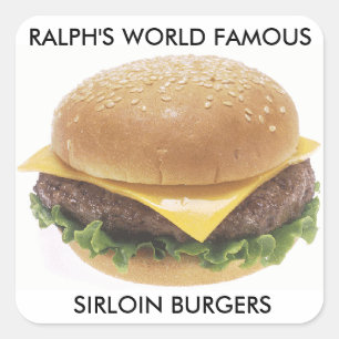 Pegatina Cuadrada Hamburguesas famosas del solomillo de Rafael