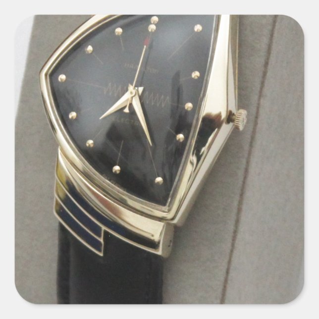 Pegatina Cuadrada Hamilton Electric Ventura Watch c.1957 (Anverso)