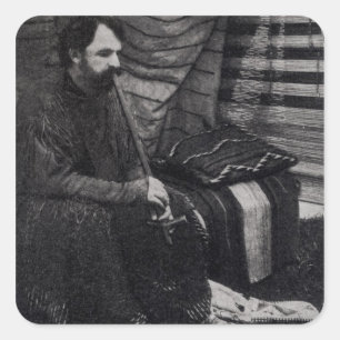 Pegatina Cuadrada Hamlin Garland en su Cheyenne Teepee Smoe