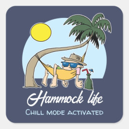 Pegatina Cuadrada Hammock Life Chill Mode Activado Funny Personaliza