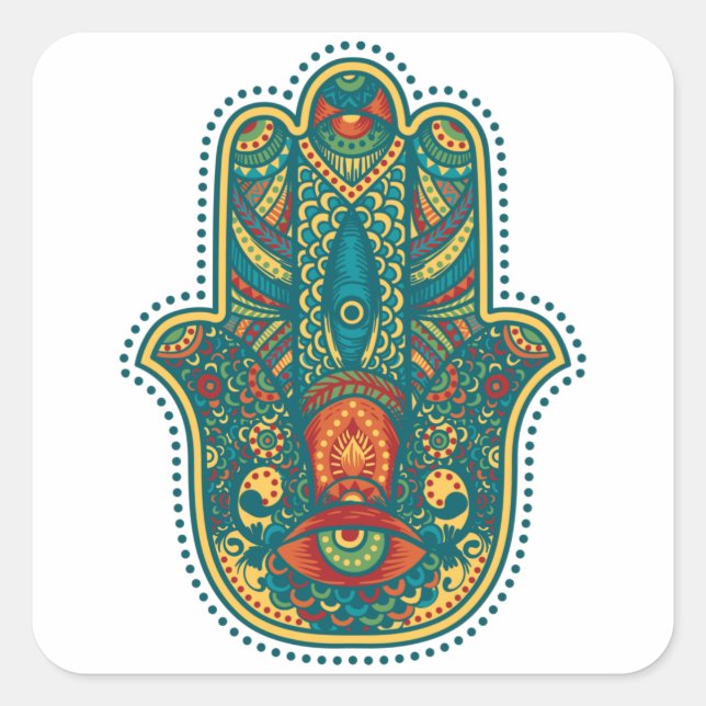 Pegatina Cuadrada Hamsa (Anverso)
