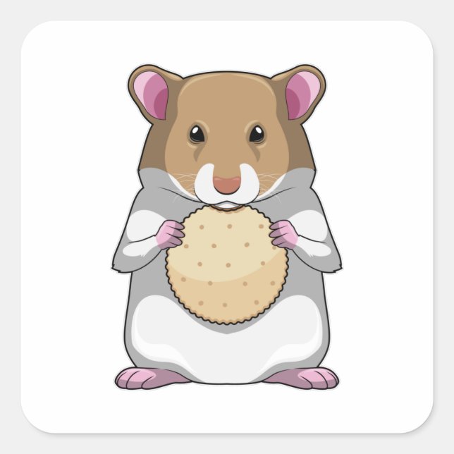 Pegatina Cuadrada Hámster con Biscuit (Anverso)