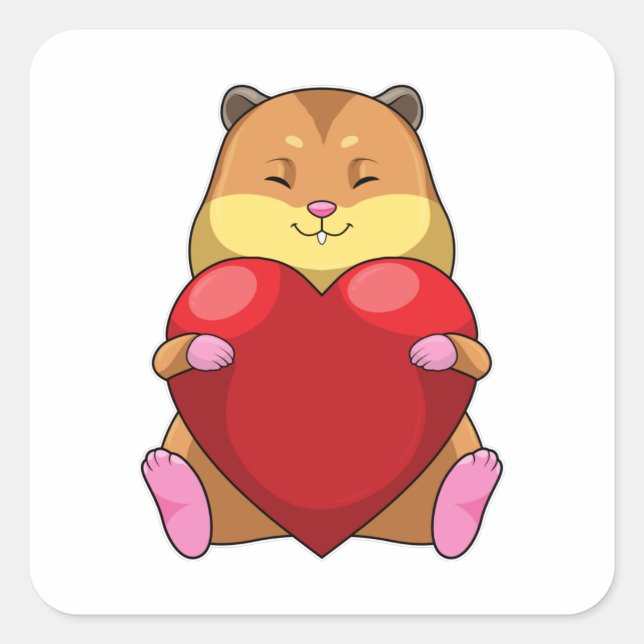 Pegatina Cuadrada Hámster con corazón (Anverso)