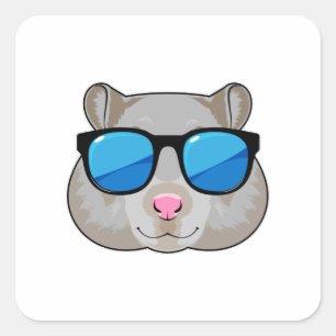 Pegatina Cuadrada Hamster con gafas de sol