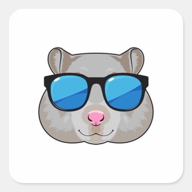 Pegatina Cuadrada Hamster con gafas de sol (Anverso)