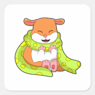 Pegatina Cuadrada Hamster con Scarf