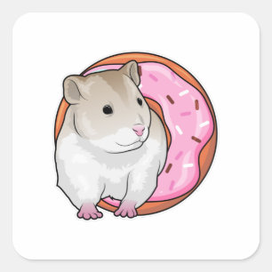 Pegatina Cuadrada Hamster Donut