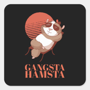 Pegatina Cuadrada Hámster - Gangsta Hamsta