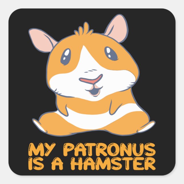 Pegatina Cuadrada Hamster - Mi Patrono Es Un Hamster (Anverso)