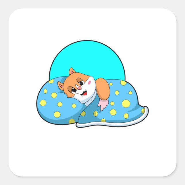 Pegatina Cuadrada Hámster por dormir con manta.PNG (Anverso)