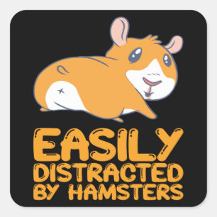 Pegatina Cuadrada Hámsters - Distraídos Fácilmente Por Hámsters