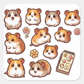 Pegatina Cuadrada Hamsters parte 1
