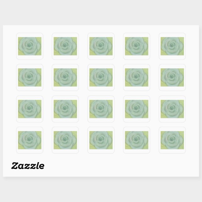 Pegatina Cuadrada Hand-drawn White Rose Sticker (Hoja)