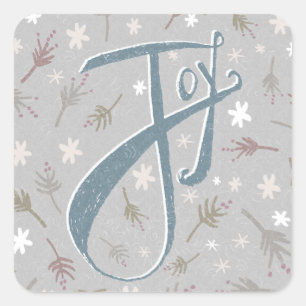 Pegatina Cuadrada Hand Lettered Joy