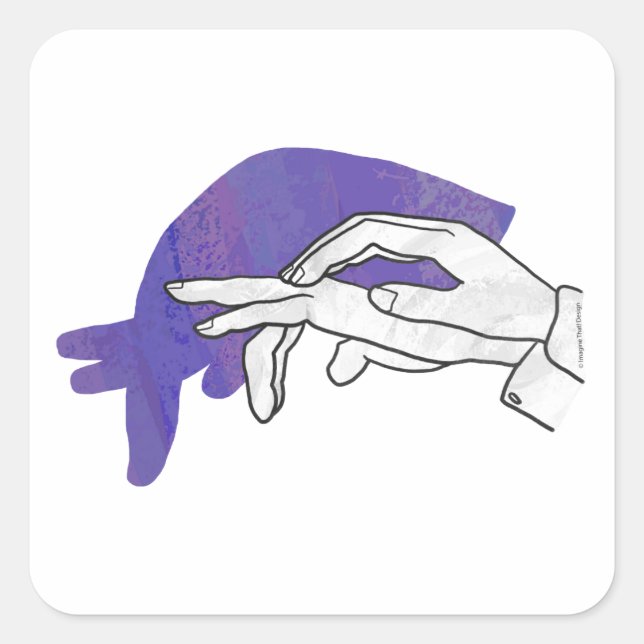 Pegatina Cuadrada Hand Silhouette Anteater Purple (Anverso)